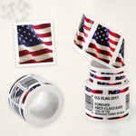 2017 U.S. Flag Forever stamp coil shown opened, rolled and in stamp detail
